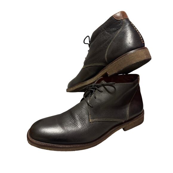 Johnston & Murphy Size 12M Black Leather Copeland Chukka Ankle Boots EUC - Picture 3 of 9